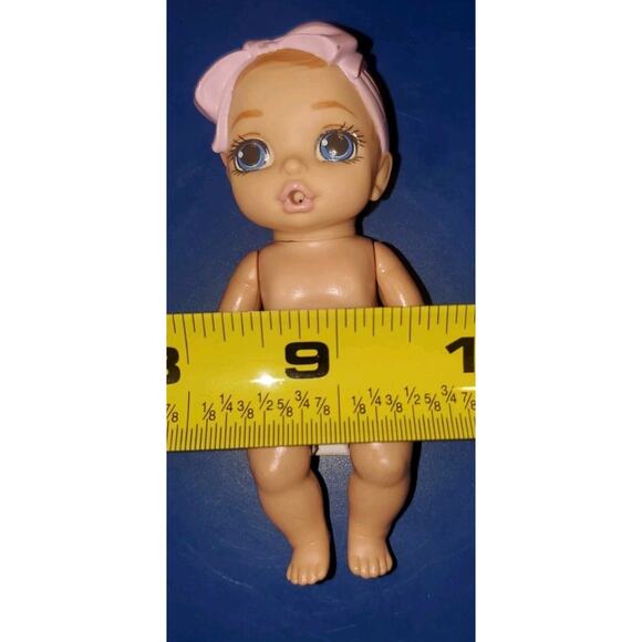 4 Inch Zapf Creations Baby Surprise Pink Bow Blue Eyes Diaper Collectible - Picture 8 of 10